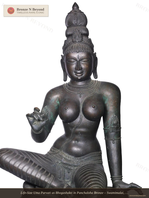 Life-Size Uma Parvati as Bhogashakti in Panchaloha Bronze – Swamimalai, Tamil Nadu