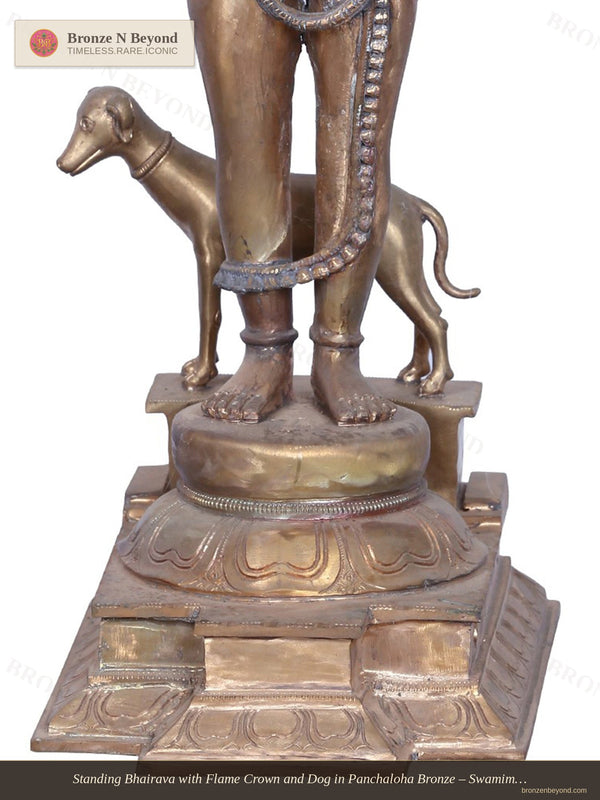 Standing Bhairava with Flame Crown and Dog in Panchaloha Bronze – Swamimalai, Tamil Nadu
