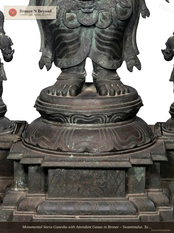 Monumental Veera Ganesha with Attendant Ganas in Bronze – Swamimalai, Tamil Nadu