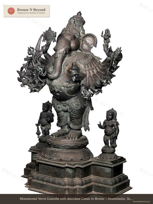 Monumental Veera Ganesha with Attendant Ganas in Bronze – Swamimalai, Tamil Nadu