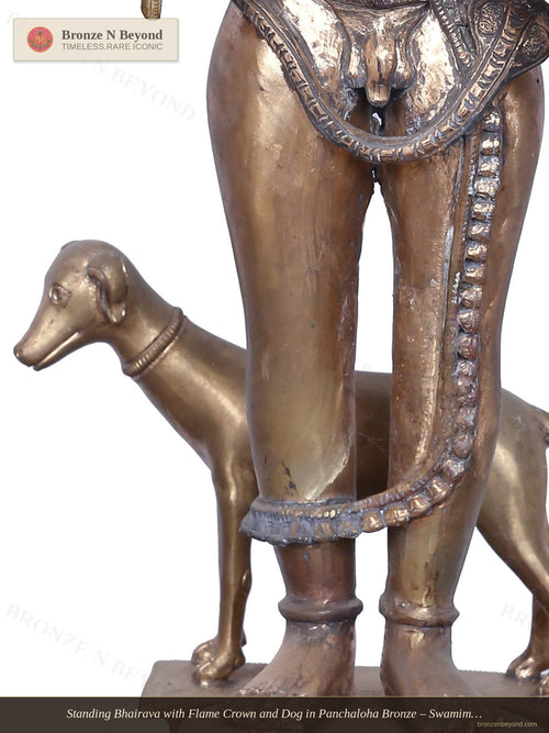 Standing Bhairava with Flame Crown and Dog in Panchaloha Bronze – Swamimalai, Tamil Nadu