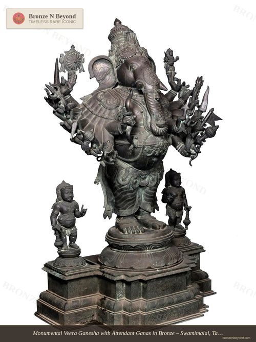 Monumental Veera Ganesha with Attendant Ganas in Bronze – Swamimalai, Tamil Nadu