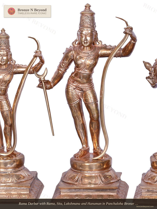 Rama Darbar with Rama, Sita, Lakshmana and Hanuman in Panchaloha Bronze – Swamimalai, Tamil Nadu