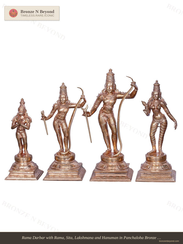 Rama Darbar with Rama, Sita, Lakshmana and Hanuman in Panchaloha Bronze