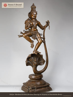 Kaliya- Mardana Krishna (Krishna Dancing on Serpent) in Panchaloha Bronze – Swamimalai, Tamil Nadu