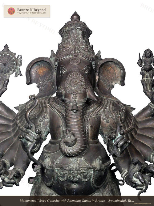 Monumental Veera Ganesha with Attendant Ganas in Bronze – Swamimalai, Tamil Nadu