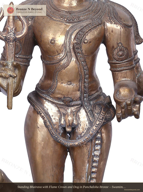 Standing Bhairava with Flame Crown and Dog in Panchaloha Bronze – Swamimalai, Tamil Nadu