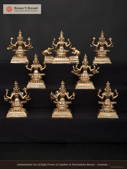Ashtalakshmi Set of Eight Forms of Lakshmi in Panchaloha Bronze – Swamimalai, Tamil Nadu