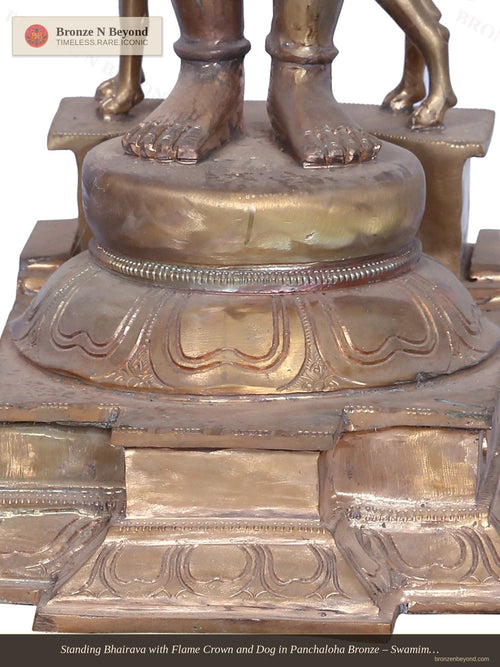Standing Bhairava with Flame Crown and Dog in Panchaloha Bronze – Swamimalai, Tamil Nadu