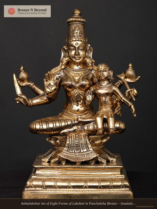 Ashtalakshmi Set of Eight Forms of Lakshmi in Panchaloha Bronze – Swamimalai, Tamil Nadu