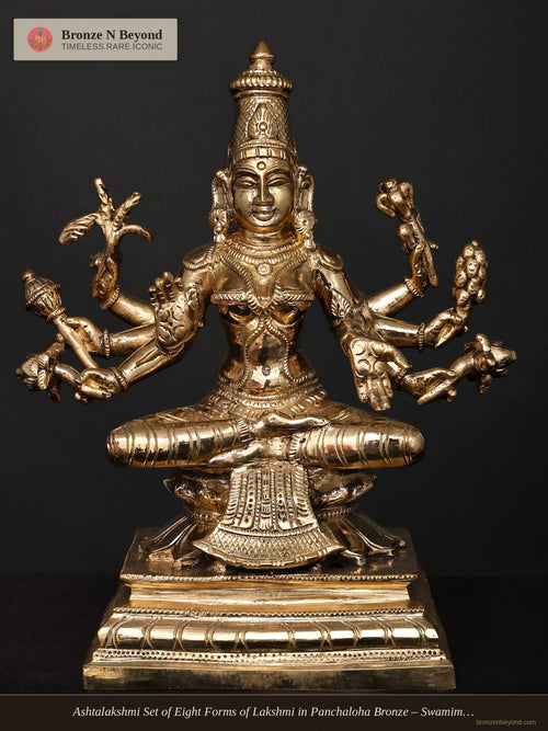 Ashtalakshmi Set of Eight Forms of Lakshmi in Panchaloha Bronze – Swamimalai, Tamil Nadu