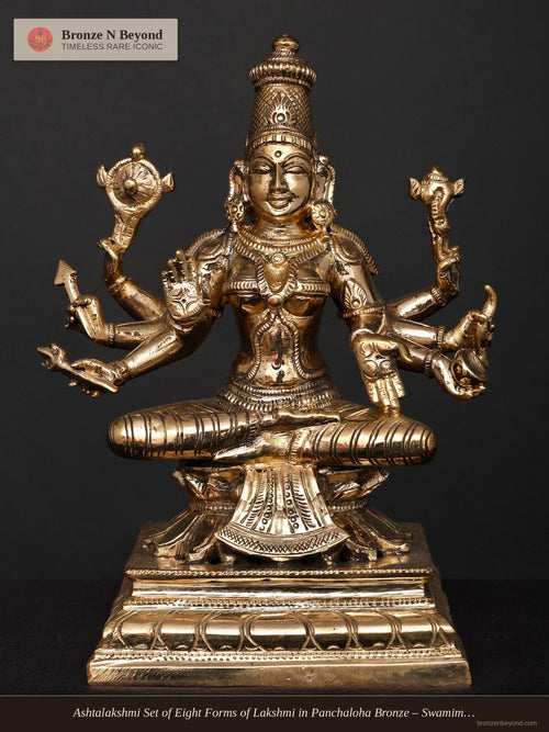 Ashtalakshmi Set of Eight Forms of Lakshmi in Panchaloha Bronze – Swamimalai, Tamil Nadu