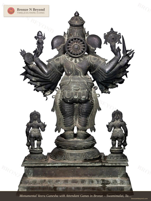 Monumental Veera Ganesha with Attendant Ganas in Bronze – Swamimalai, Tamil Nadu
