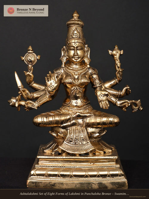 Ashtalakshmi Set of Eight Forms of Lakshmi in Panchaloha Bronze – Swamimalai, Tamil Nadu