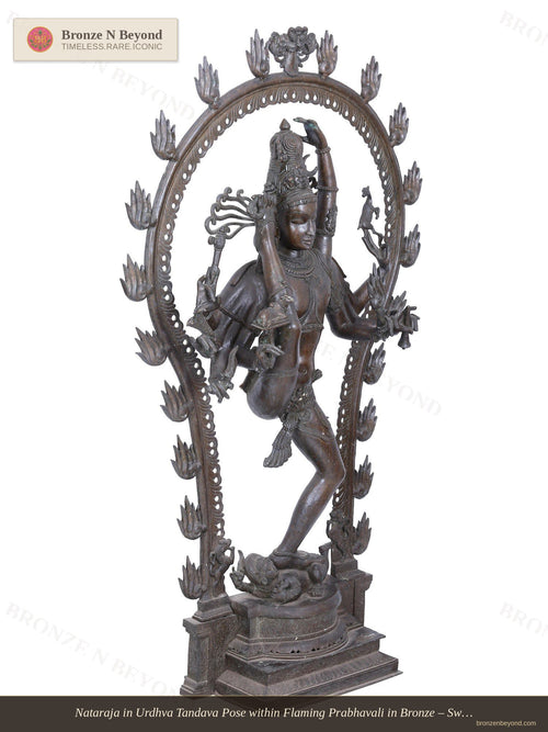 Nataraja in Urdhva Tandava Pose within Flaming Prabhavali in Bronze – Swamimalai, Tamil Nadu