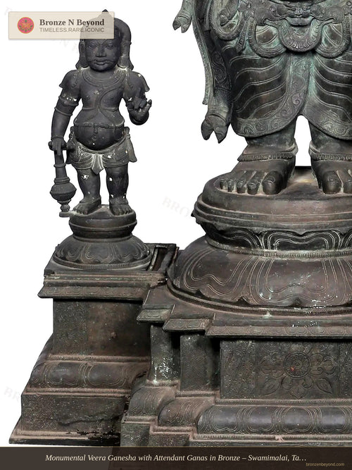 Monumental Veera Ganesha with Attendant Ganas in Bronze – Swamimalai, Tamil Nadu