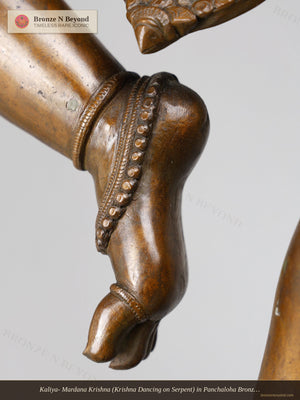 Kaliya- Mardana Krishna (Krishna Dancing on Serpent) in Panchaloha Bronze – Swamimalai, Tamil Nadu
