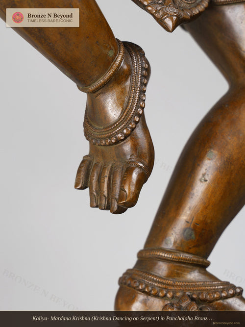 Kaliya- Mardana Krishna (Krishna Dancing on Serpent) in Panchaloha Bronze – Swamimalai, Tamil Nadu
