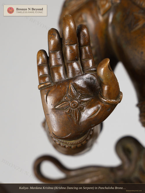 Kaliya- Mardana Krishna (Krishna Dancing on Serpent) in Panchaloha Bronze – Swamimalai, Tamil Nadu