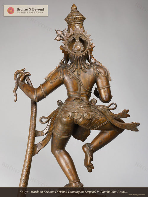 Kaliya- Mardana Krishna (Krishna Dancing on Serpent) in Panchaloha Bronze – Swamimalai, Tamil Nadu