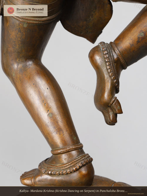 Kaliya- Mardana Krishna (Krishna Dancing on Serpent) in Panchaloha Bronze – Swamimalai, Tamil Nadu