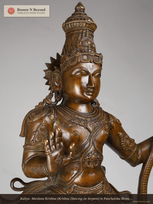 Kaliya- Mardana Krishna (Krishna Dancing on Serpent) in Panchaloha Bronze – Swamimalai, Tamil Nadu