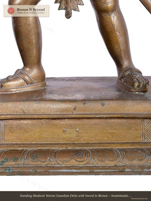 Standing Madurai Veeran Guardian Deity with Sword in Bronze – Swamimalai, Tamil Nadu