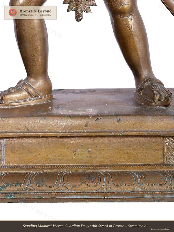 Standing Madurai Veeran Guardian Deity with Sword in Bronze – Swamimalai, Tamil Nadu