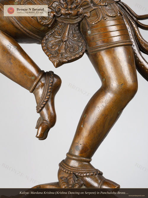 Kaliya- Mardana Krishna (Krishna Dancing on Serpent) in Panchaloha Bronze – Swamimalai, Tamil Nadu