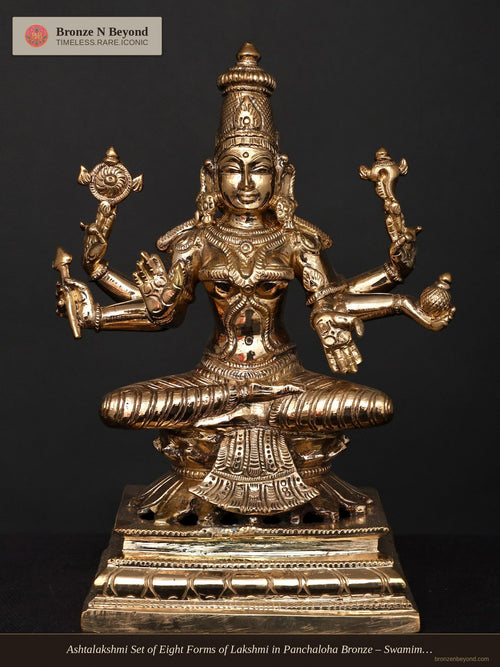 Ashtalakshmi Set of Eight Forms of Lakshmi in Panchaloha Bronze – Swamimalai, Tamil Nadu