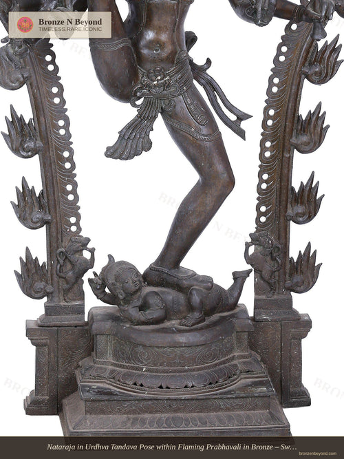 Nataraja in Urdhva Tandava Pose within Flaming Prabhavali in Bronze – Swamimalai, Tamil Nadu