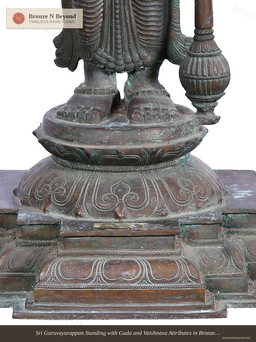 Sri Guruvayurappan Standing with Gada and Vaishnava Attributes in Bronze – Swamimalai, Tamil Nadu