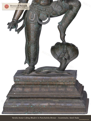 Varaha Avatar Lifting Bhudevi in Panchaloha Bronze – Swamimalai, Tamil Nadu