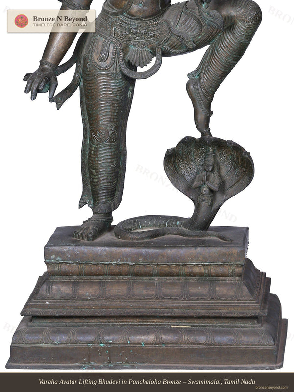 Varaha Avatar Lifting Bhudevi in Panchaloha Bronze – Swamimalai, Tamil Nadu