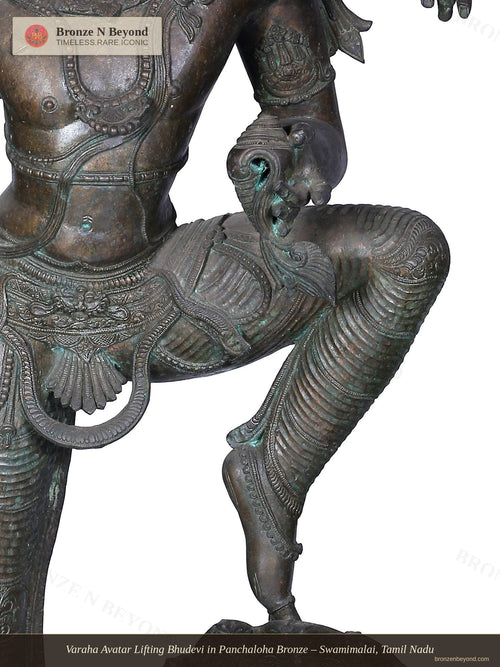 Varaha Avatar Lifting Bhudevi in Panchaloha Bronze – Swamimalai, Tamil Nadu