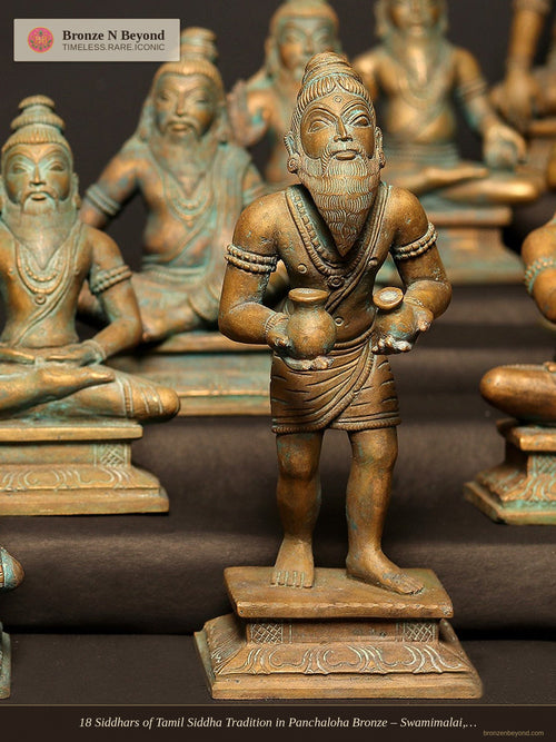 18 Siddhars of Tamil Siddha Tradition in Panchaloha Bronze – Swamimalai, Tamil Nadu