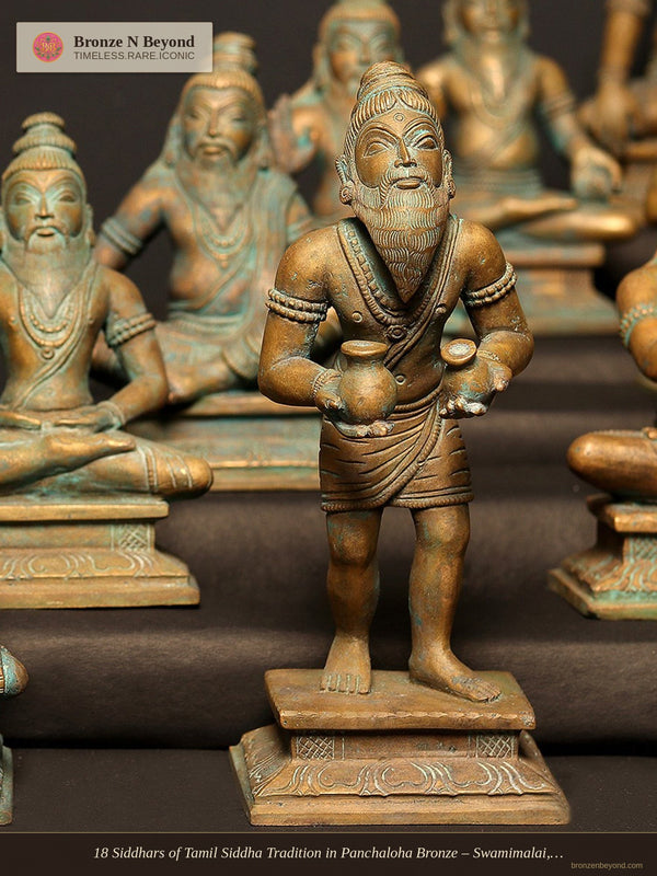 18 Siddhars of Tamil Siddha Tradition in Panchaloha Bronze – Swamimalai, Tamil Nadu