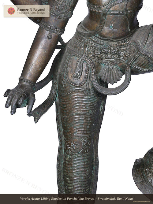 Varaha Avatar Lifting Bhudevi in Panchaloha Bronze – Swamimalai, Tamil Nadu