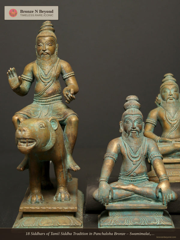 18 Siddhars of Tamil Siddha Tradition in Panchaloha Bronze – Swamimalai, Tamil Nadu