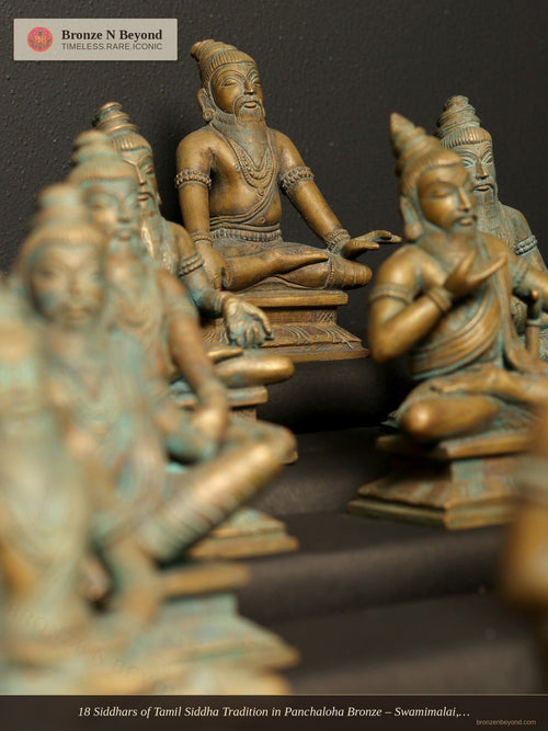 18 Siddhars of Tamil Siddha Tradition in Panchaloha Bronze – Swamimalai, Tamil Nadu
