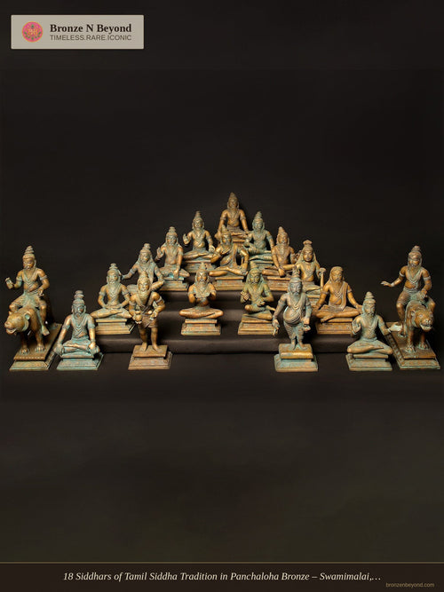 18 Siddhars of Tamil Siddha Tradition in Panchaloha Bronze – Swamimalai, Tamil Nadu