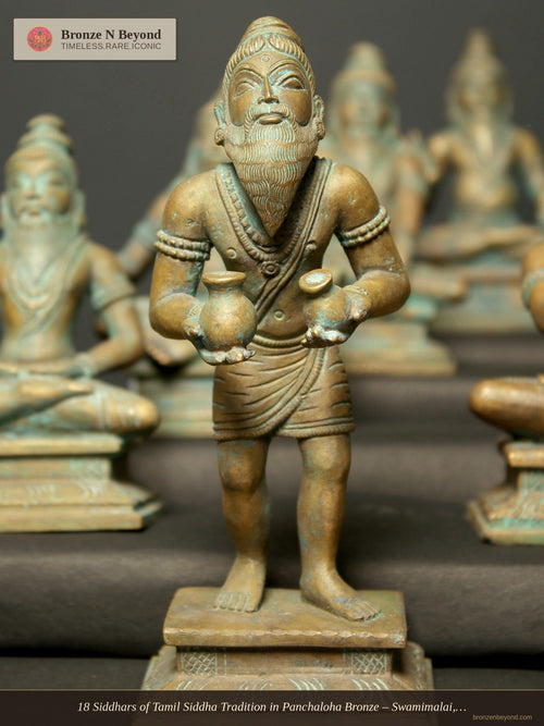 18 Siddhars of Tamil Siddha Tradition in Panchaloha Bronze – Swamimalai, Tamil Nadu