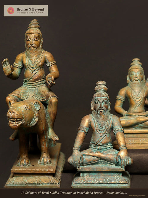 18 Siddhars of Tamil Siddha Tradition in Panchaloha Bronze – Swamimalai, Tamil Nadu