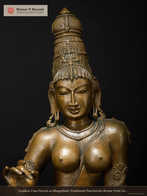 Goddess Uma Parvati as Bhogashakti Traditional Panchaloha Bronze From Swamimalai