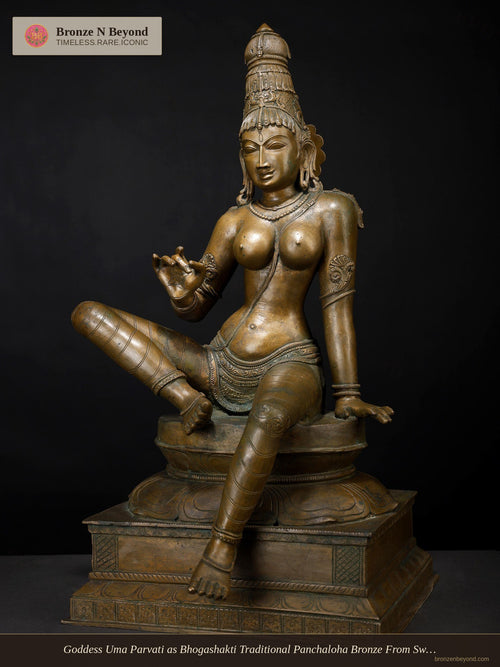 Goddess Uma Parvati as Bhogashakti Traditional Panchaloha Bronze From Swamimalai