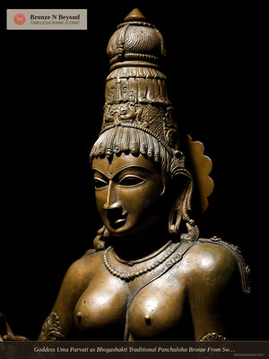 Goddess Uma Parvati as Bhogashakti Traditional Panchaloha Bronze From Swamimalai
