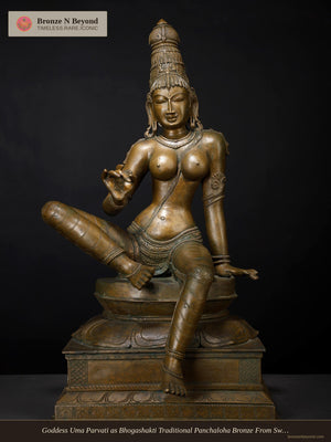 Goddess Uma Parvati as Bhogashakti Traditional Panchaloha Bronze From Swamimalai