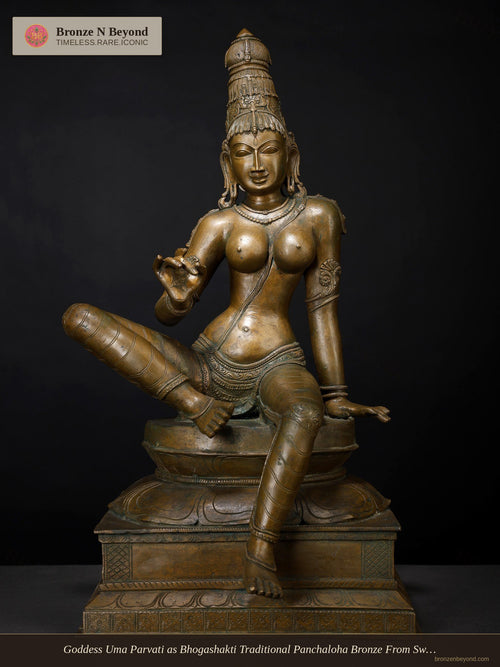 Goddess Uma Parvati as Bhogashakti Traditional Panchaloha Bronze From Swamimalai