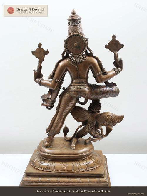 Four-Armed Vishnu On Garuda in Panchaloha Bronze
