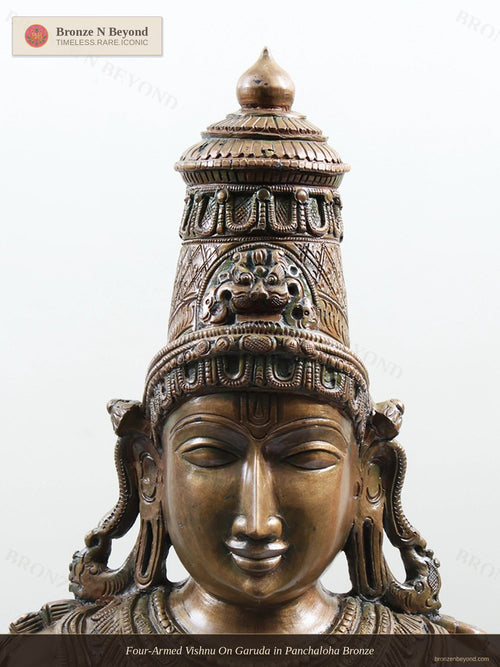 Four-Armed Vishnu On Garuda in Panchaloha Bronze